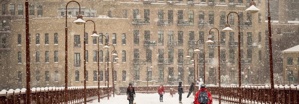 Snowy bridge in Minneapolis